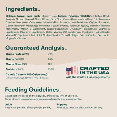 Show full view: Jinx Salmon & Vegetables Recipe Grain-Free Wet Dog Food, 13-oz can, case of 12 slide 9 of 11