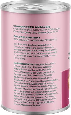 Show full view: Jinx Beef & Vegetables Recipe Grain-Free Wet Dog Food, 13-oz can, case of 12 slide 9 of 11
