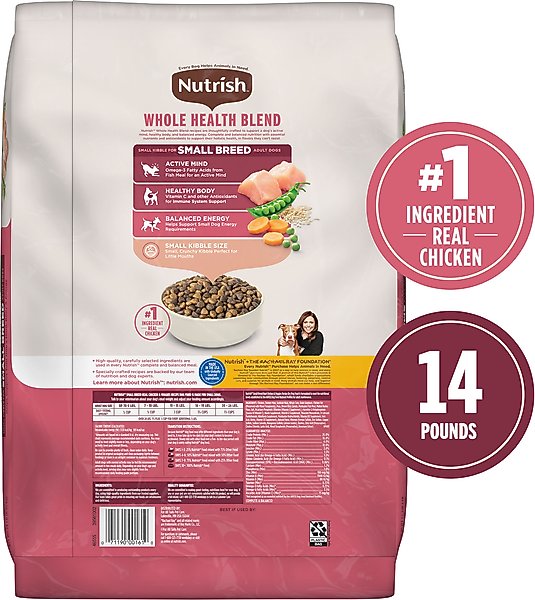 Show full view: Nutrish Whole Health Blend Small Breed Real Chicken & Veggies Recipe Dry Dog Food, 14-lb bag slide 3 of 13