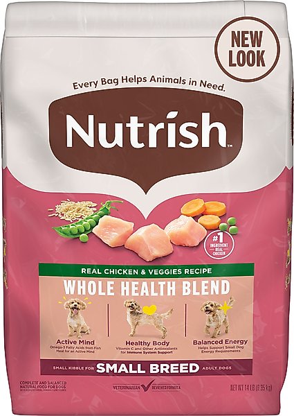 Show full view: Nutrish Whole Health Blend Small Breed Real Chicken & Veggies Recipe Dry Dog Food, 14-lb bag slide 1 of 13