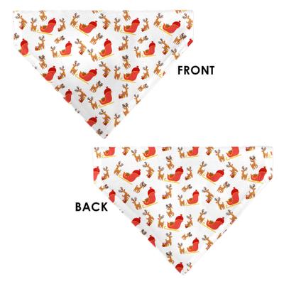 Show full view: Buckle-Down Christmas Holiday Santa Reindeers & Sleigh Collage Slip-On Dog Bandana, White slide 3 of 6