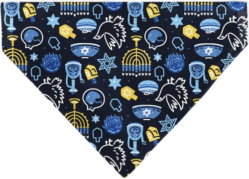 Show full view: Buckle-Down Hanukkah Holiday Symbols Slip-On Dog Bandana, Black slide 3 of 8