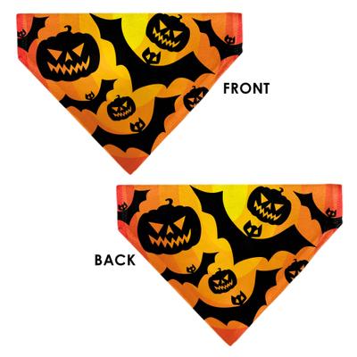 Show full view: Buckle-Down Halloween Bats & Jack O Lanterns Pumpkins Slip-On Dog Bandana, Orange slide 3 of 6