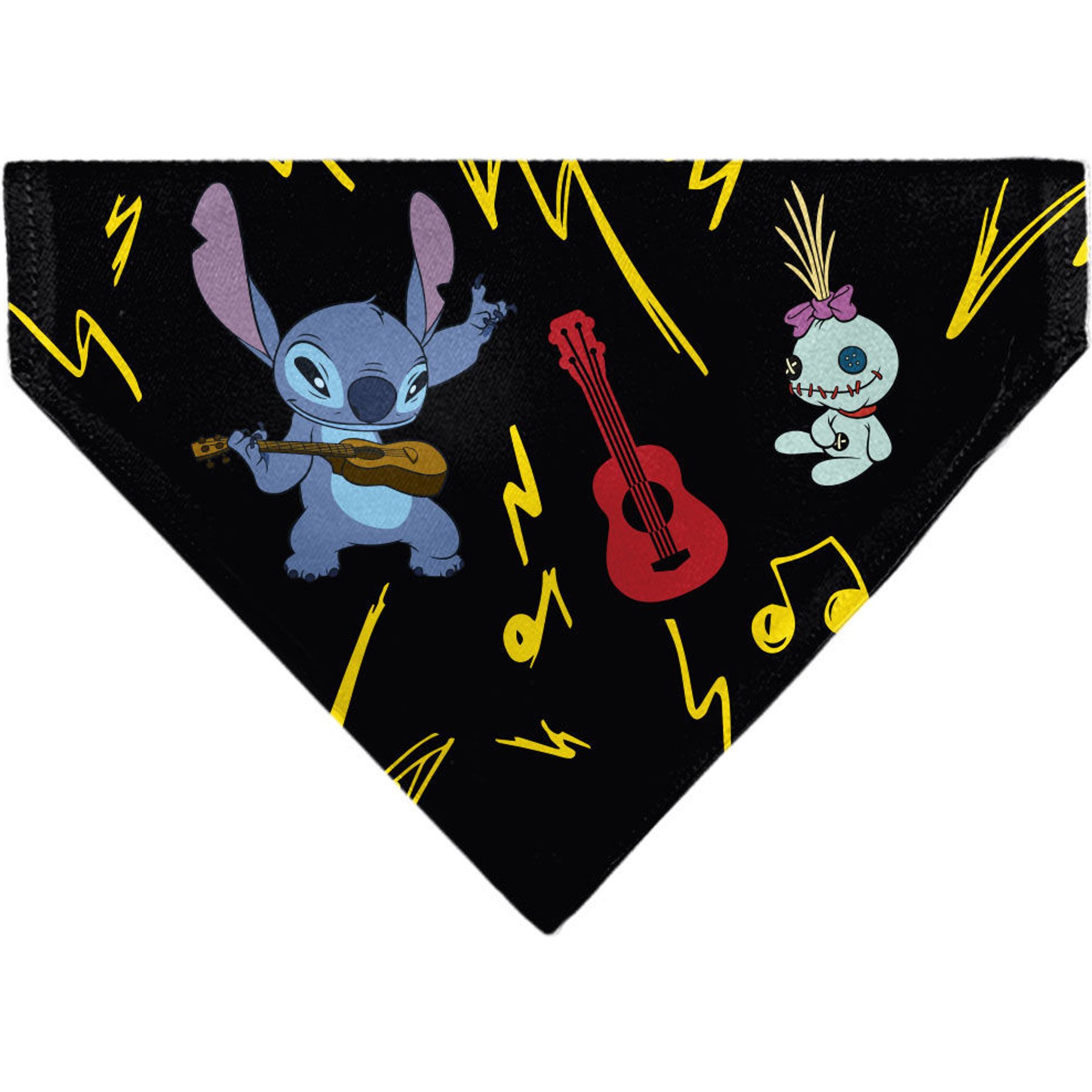 Buckle-Down Disney Stitch & Scrump Ukulele Jam Slip-On Dog Bandana, Black
