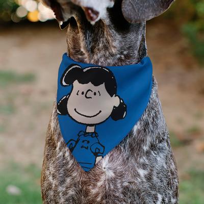 Show full view: Buckle-Down Peanuts Lucy van Pelt Smiling Slip-On Dog Bandana, Blue slide 4 of 6