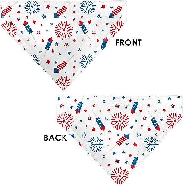 Show full view: Buckle-Down Stars & Stripes Fireworks Slip-On Dog Bandana, White slide 3 of 6