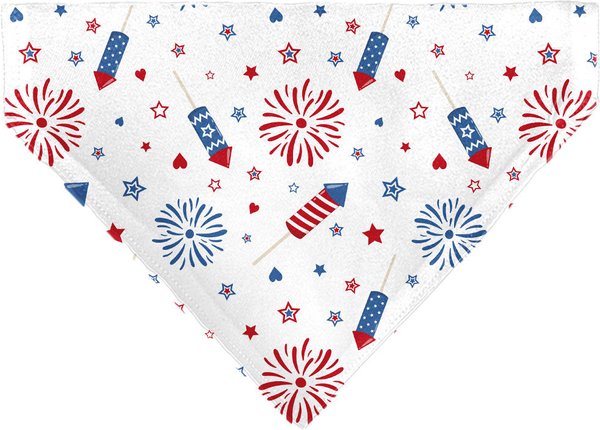Show full view: Buckle-Down Stars & Stripes Fireworks Slip-On Dog Bandana, White slide 2 of 6