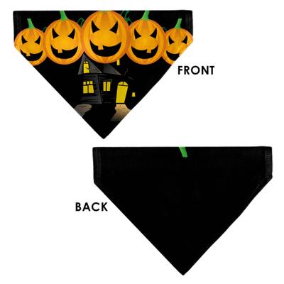 Show full view: Buckle-Down Jack O Lanterns Haunted House Slip-On Dog Bandana, Yellow slide 3 of 6