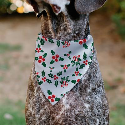 Show full view: Buckle-Down Holly Mistletoe Slip-On Dog Bandana, Green slide 6 of 7