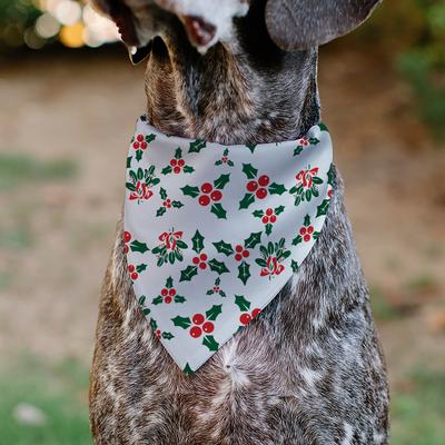 Show full view: Buckle-Down Holly Mistletoe Slip-On Dog Bandana, Green slide 5 of 7