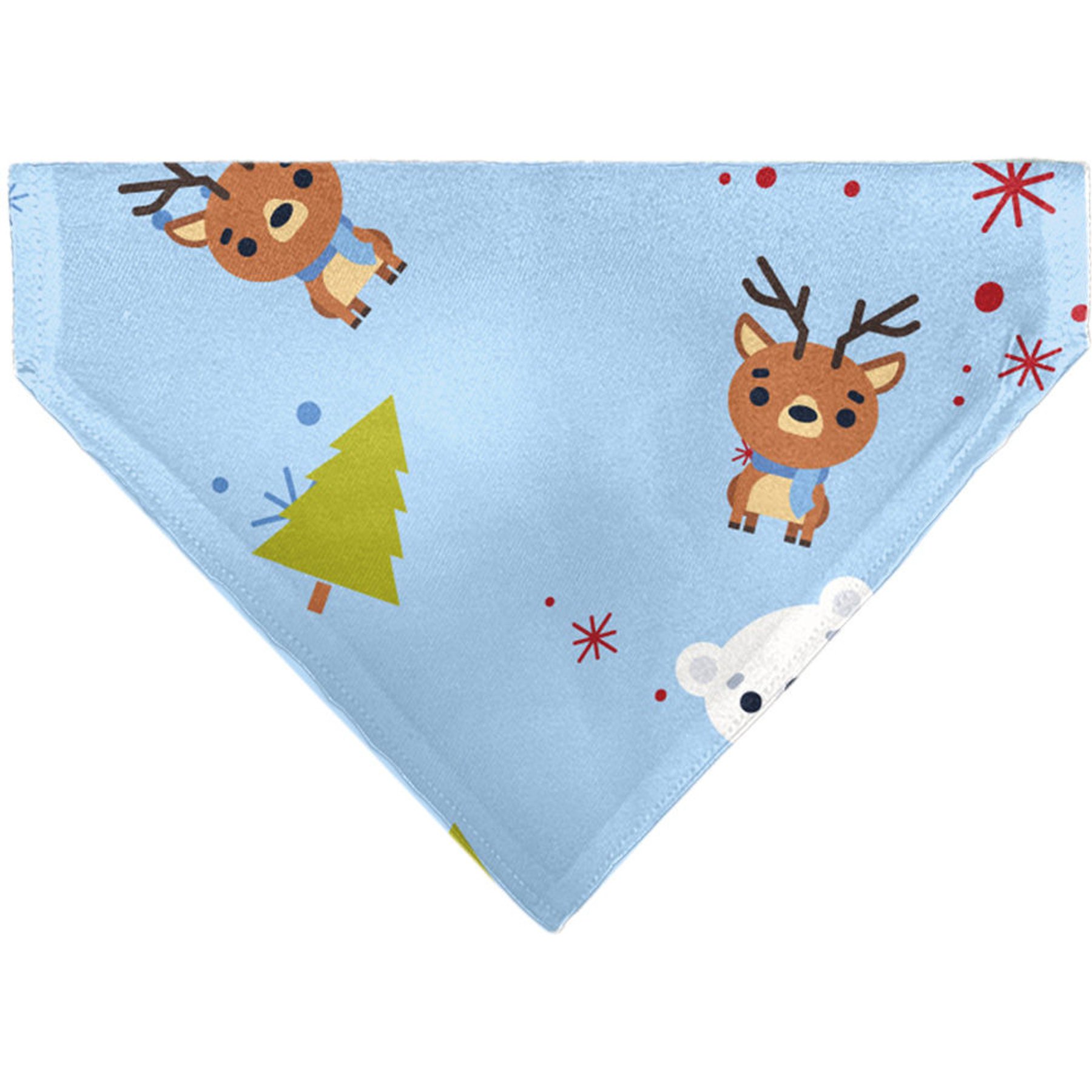 Buckle-Down Holiday Winter Animals & Christmas Trees Collage Slip-On Dog Bandana, Baby Blue