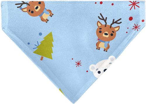 Show full view: Buckle-Down Holiday Winter Animals & Christmas Trees Collage Slip-On Dog Bandana, Baby Blue slide 2 of 6