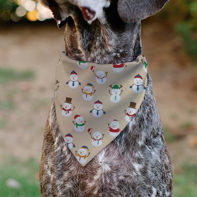 Show full view: Buckle-Down Christmas Holiday Snowman Poses Slip-On Dog Bandana, Tan slide 5 of 6
