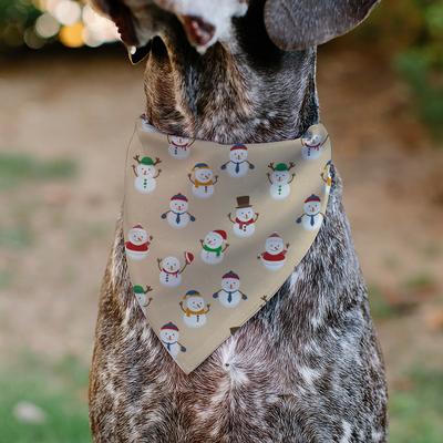 Show full view: Buckle-Down Christmas Holiday Snowman Poses Slip-On Dog Bandana, Tan slide 4 of 6