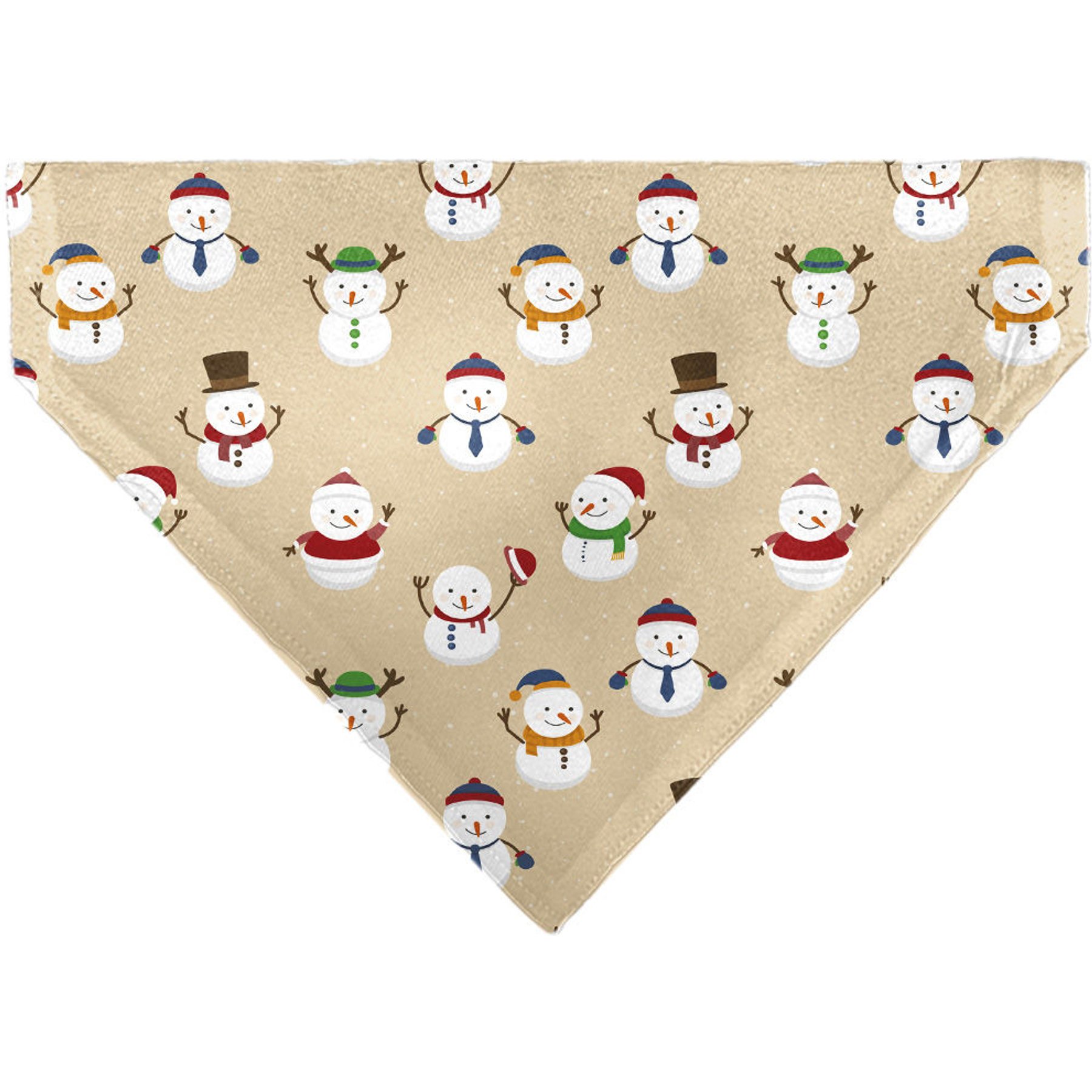 Buckle-Down Christmas Holiday Snowman Poses Slip-On Dog Bandana, Tan