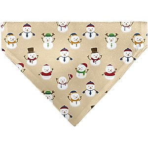 Buckle-Down Holiday Snowman Poses Slip-On Dog Bandana, Tan