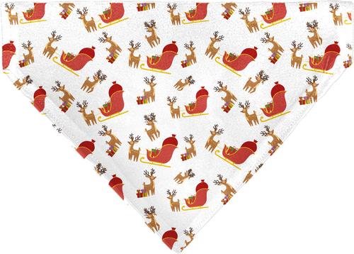 Show full view: Buckle-Down Christmas Holiday Santa Reindeers & Sleigh Collage Slip-On Dog Bandana, White slide 2 of 6