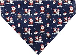 Buckle-Down Christmas Holiday Santa & Snowman Collage Slip-On Dog Bandana, Navy