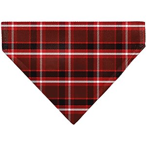 Buckle-Down Holiday Pajama Plaid Slip-On Dog Bandana, Red/Black/White