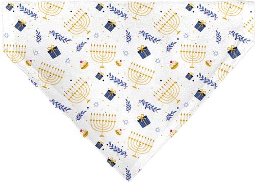 Show full view: Buckle-Down Holiday Hanukkah Menorah & Gifts Collage Slip-On Dog Bandana, White slide 2 of 6