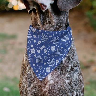 Show full view: Buckle-Down Hanukkah Holiday Symbols Slip-On Dog Bandana, Blue slide 5 of 6