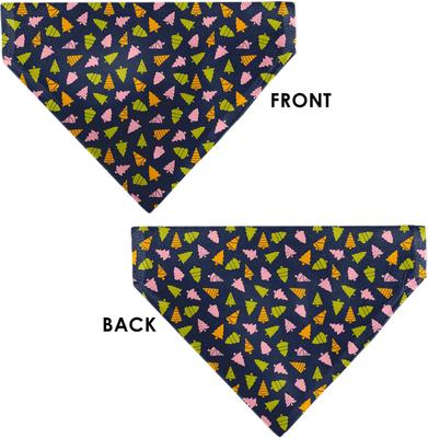Show full view: Buckle-Down Holiday Christmas Trees Collage Slip-On Dog Bandana, Navy slide 3 of 6