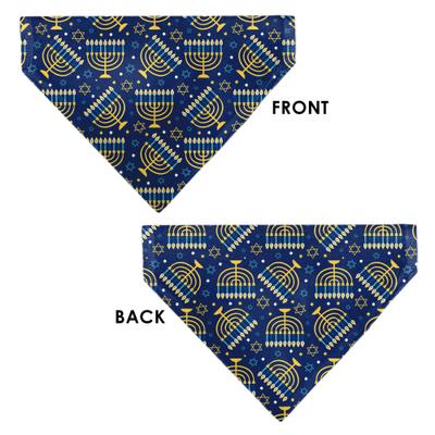 Show full view: Buckle-Down Hanukkah Holiday Menorah Slip-On Dog Bandana, Blue slide 3 of 6