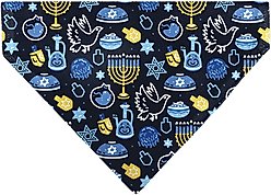 Buckle-Down Hanukkah Holiday Symbols Slip-On Dog Bandana, Black