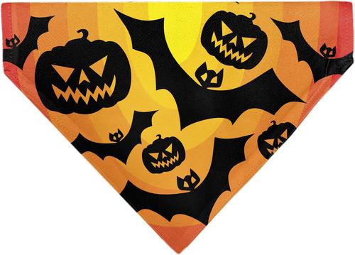 Show full view: Buckle-Down Halloween Bats & Jack O Lanterns Pumpkins Slip-On Dog Bandana, Orange slide 2 of 6