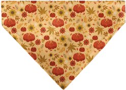 Buckle-Down Fall Harvest Pumpkins & Flowers Collage Slip-On Dog Bandana, Brown