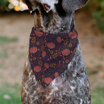 Show full view: Buckle-Down Fall Harvest Pumpkins & Flowers Collage Slip-On Dog Bandana, Purple slide 5 of 6