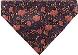 Buckle-Down Fall Harvest Pumpkins & Flowers Collage Slip-On Dog Bandana, Purple