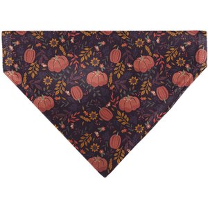 Buckle-Down Fall Harvest Pumpkins & Flowers Collage Slip-On Dog Bandana, Purple