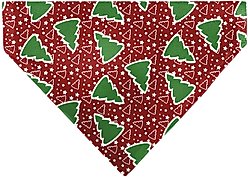 Buckle-Down Christmas Trees Stars Slip-On Dog Bandana, Red