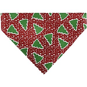 Buckle-Down Christmas Trees Stars Slip-On Dog Bandana, Red