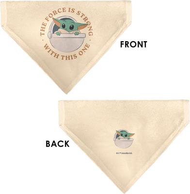 Show full view: Buckle-Down Star Wars Grogu The Force is Strong Slip-On Dog Bandana, Beige slide 3 of 6