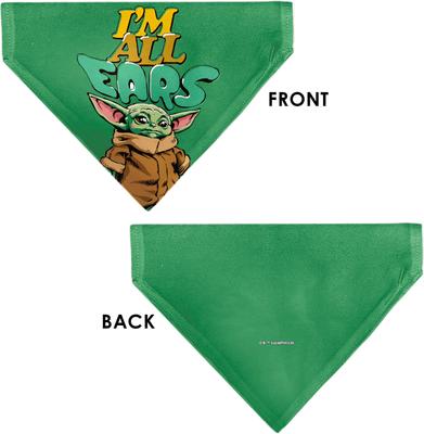 Show full view: Buckle-Down Star Wars Grogu I'm All Ears Slip-On Dog Bandana, Green slide 4 of 7