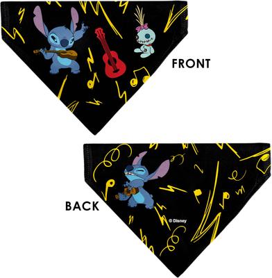 Show full view: Buckle-Down Disney Stitch & Scrump Ukulele Jam Slip-On Dog Bandana, Black slide 3 of 6