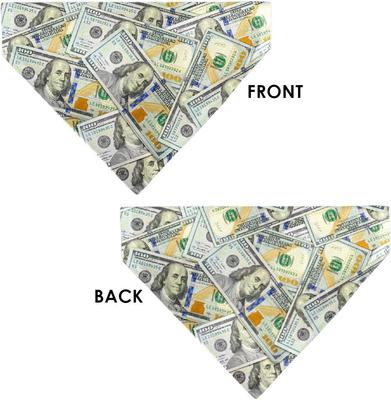 Show full view: Buckle-Down Vivid 100 Dollar Bills Stacked Slip-On Dog Bandana slide 3 of 6