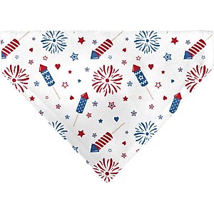 Buckle-Down Stars & Stripes Fireworks Slip-On Dog Bandana, White