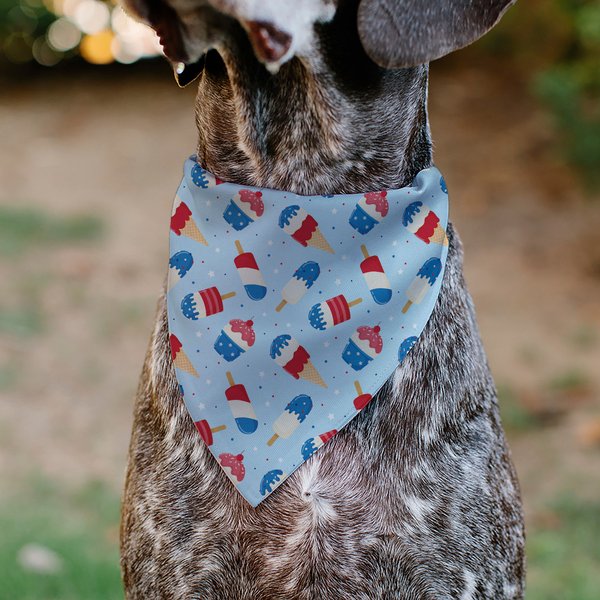 Buckle-Down Stars & Stripes Desserts Scattered Slip-On Dog Bandana, Blue