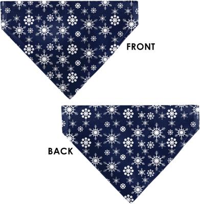 Show full view: Buckle-Down Christmas Snowflakes Slip-On Dog Bandana, Blue slide 4 of 7