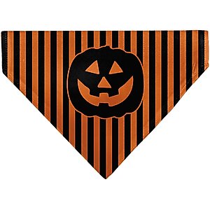 Buckle-Down Jack O Lantern Pumpkin Stripe Slip-On Dog Bandana, Orange
