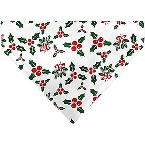 Buckle-Down Holly Mistletoe Slip-On Dog Bandana, Green