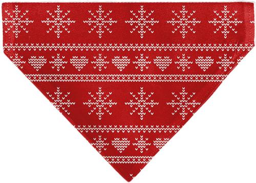 Show full view: Buckle-Down Christmas Holiday Sweater Stitch Hearts & Snowflakes Slip-On Dog Bandana, Red/White slide 3 of 7
