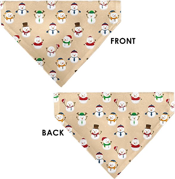 Show full view: Buckle-Down Holiday Snowman Poses Slip-On Dog Bandana, Tan slide 3 of 6