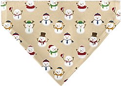 Buckle-Down Christmas Holiday Snowman Poses Slip-On Dog Bandana, Tan slide 2 of 6