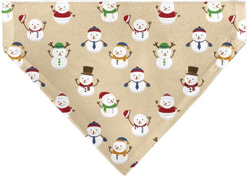 Show full view: Buckle-Down Christmas Holiday Snowman Poses Slip-On Dog Bandana, Tan slide 2 of 6