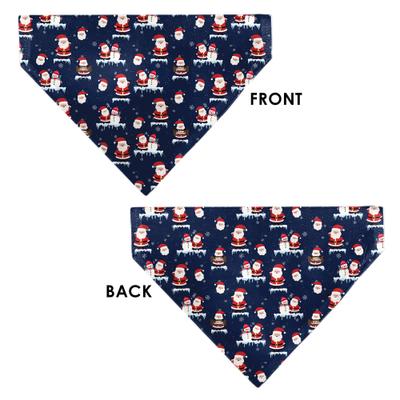 Show full view: Buckle-Down Christmas Holiday Santa & Snowman Collage Slip-On Dog Bandana, Navy slide 3 of 6