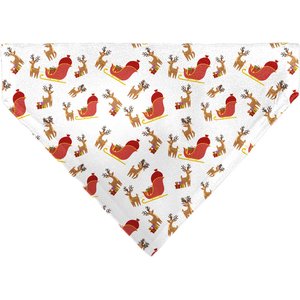Buckle-Down Holiday Santa Reindeers & Sleigh Collage Slip-On Dog Bandana, White